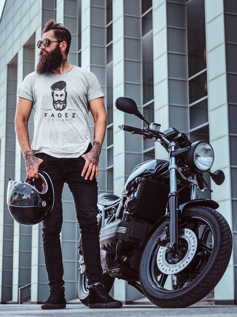 motorcycle man fashion model